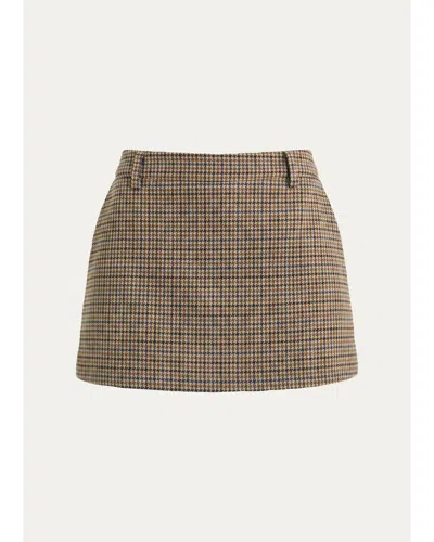 Ser.o.ya Valkiria Houndstooth Mini Skort In Tan Houndstooth