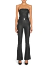 Ser.o.ya Vice Coated Denim Slim Flare Jumpsuit In Coated Black