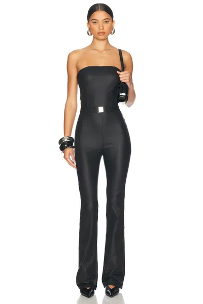 Ser.o.ya Vice Slim Flare Jumpsuit In Coated Black