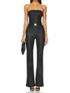 Ser.o.ya Vice Coated Denim Slim Flare Jumpsuit In Black