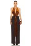 Ser.o.ya Vika Velvet Bodysuit In Brown