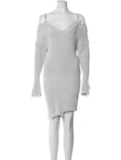 Pre-owned Ser.o.ya V-neck Knee-length Dress In Gray