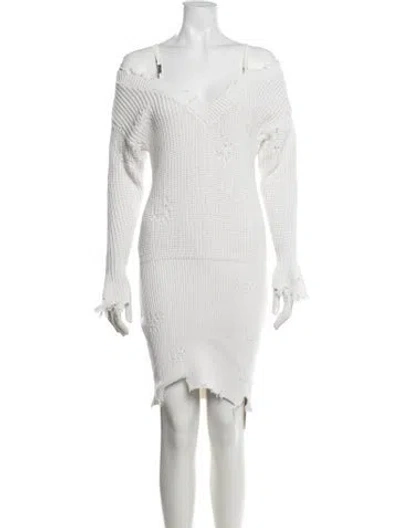 Pre-owned Ser.o.ya V-neck Knee-length Dress In Neutrals