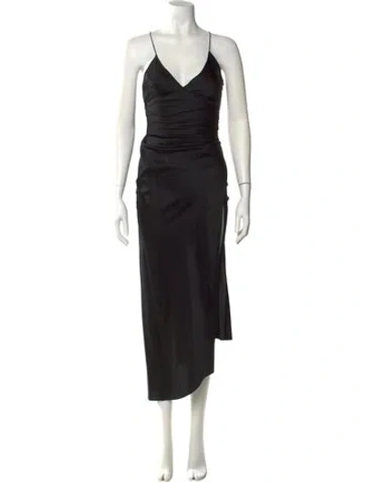 Pre-owned Ser.o.ya V-neck Long Dress In Black