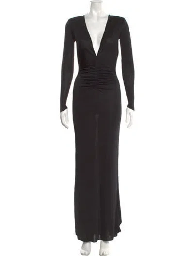 Pre-owned Ser.o.ya V-neck Long Dress In Black