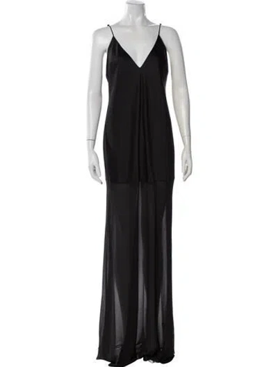 Pre-owned Ser.o.ya V-neck Long Dress In Black