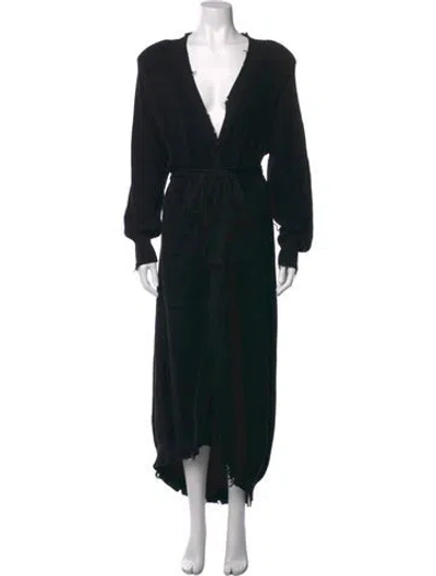 Pre-owned Ser.o.ya V-neck Long Dress In Black