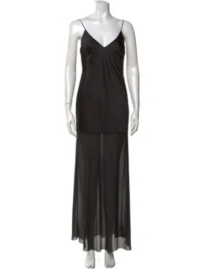 Pre-owned Ser.o.ya V-neck Long Dress In Black
