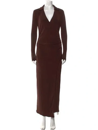Pre-owned Ser.o.ya V-neck Long Dress In Brown