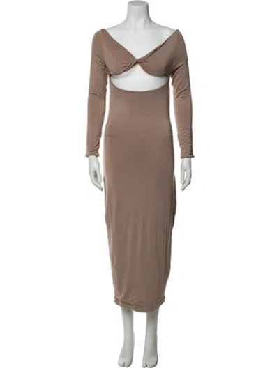Pre-owned Ser.o.ya V-neck Long Dress In Brown