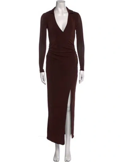 Pre-owned Ser.o.ya V-neck Long Dress In Brown