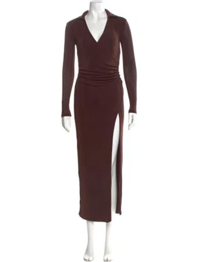 Pre-owned Ser.o.ya V-neck Long Dress In Brown