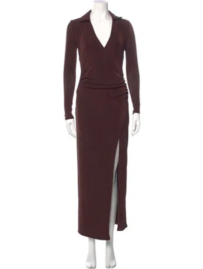 Pre-owned Ser.o.ya V-neck Long Dress In Burgundy