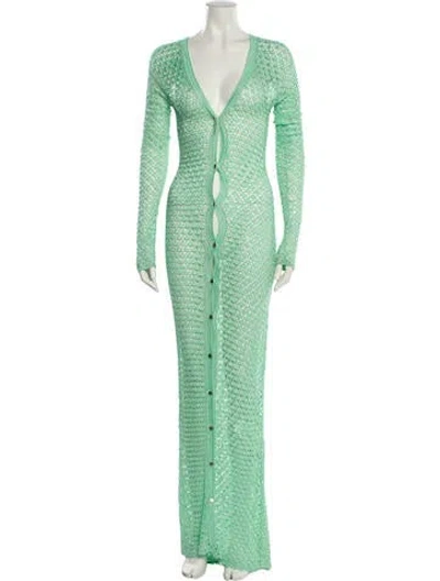 Pre-owned Ser.o.ya V-neck Long Dress In Green