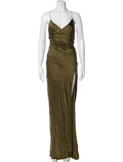 Pre-owned Ser.o.ya V-neck Long Dress In Green