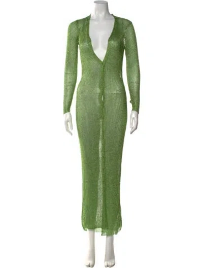 Pre-owned Ser.o.ya V-neck Long Dress In Green