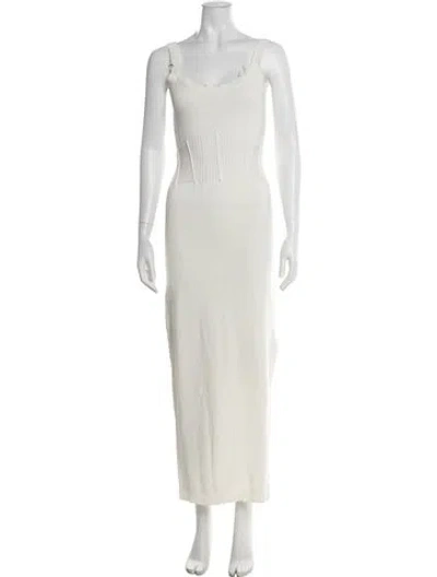 Pre-owned Ser.o.ya V-neck Long Dress In Neutral