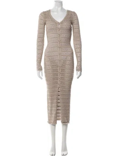 Pre-owned Ser.o.ya V-neck Long Dress In Neutrals
