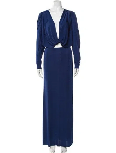Pre-owned Ser.o.ya V-neck Long Dress W/ Tags In Blue