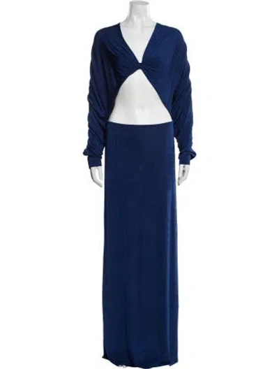 Pre-owned Ser.o.ya V-neck Long Dress W/ Tags In Blue