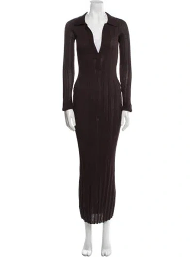 Pre-owned Ser.o.ya V-neck Long Dress W/ Tags In Brown