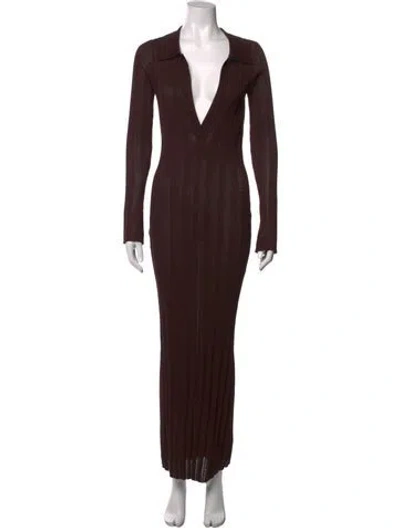 Pre-owned Ser.o.ya V-neck Long Dress W/ Tags In Brown