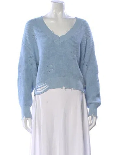 Pre-owned Ser.o.ya V-neck Long Sleeve Crop Top In Blue