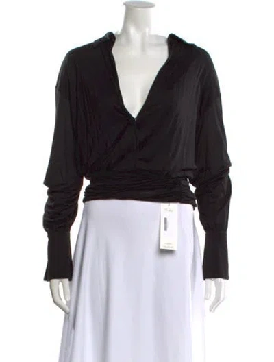 Pre-owned Ser.o.ya V-neck Long Sleeve Top In Black