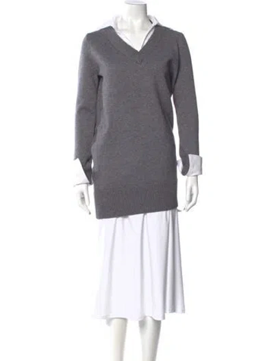 Pre-owned Ser.o.ya V-neck Long Sleeve Tunic W/ Tags In Gray