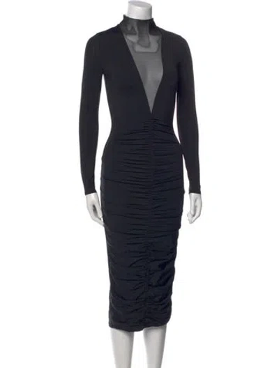 Pre-owned Ser.o.ya V-neck Midi Length Dress In Black