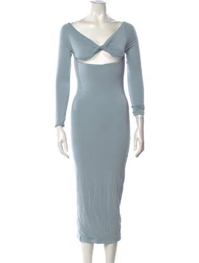 Pre-owned Ser.o.ya V-neck Midi Length Dress In Blue