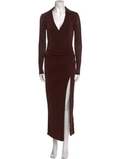 Pre-owned Ser.o.ya V-neck Midi Length Dress In Brown