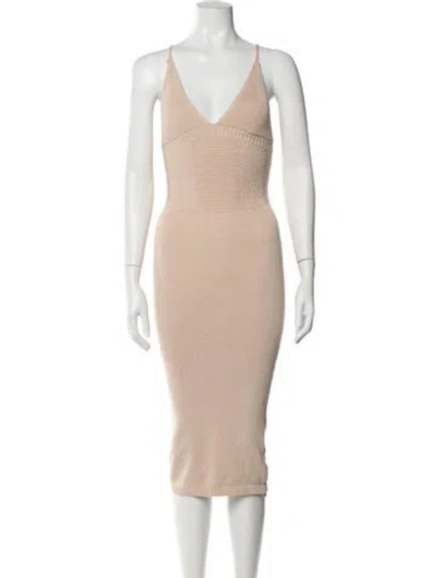 Pre-owned Ser.o.ya V-neck Midi Length Dress In Neutral