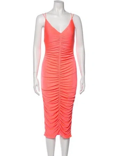 Pre-owned Ser.o.ya V-neck Midi Length Dress In Orange