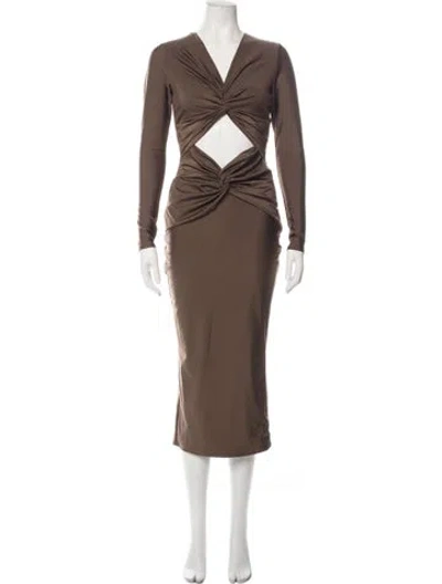Pre-owned Ser.o.ya V-neck Midi Length Dress W/ Tags In Brown