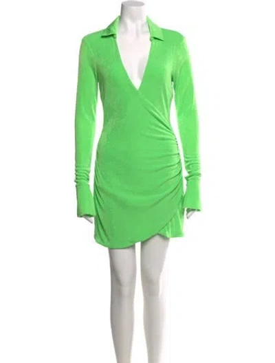 Pre-owned Ser.o.ya V-neck Mini Dress In Green