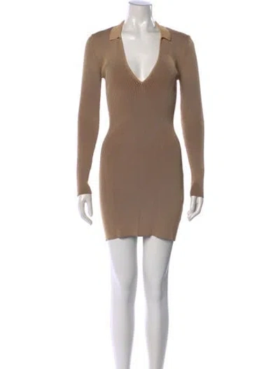 Pre-owned Ser.o.ya V-neck Mini Dress In Neutrals