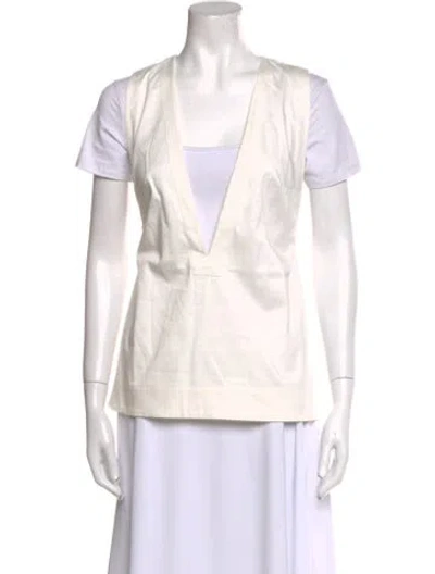 Pre-owned Ser.o.ya V-neck Short Sleeve Blouse In Neutral