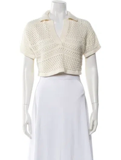 Pre-owned Ser.o.ya V-neck Short Sleeve Crop Top In Neutral