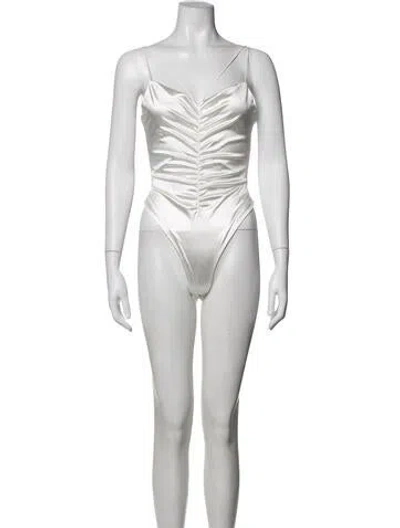 Pre-owned Ser.o.ya V-neck Sleeveless Bodysuit In White