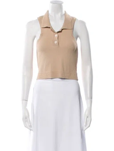 Pre-owned Ser.o.ya V-neck Sleeveless Crop Top In Brown