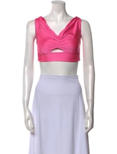 Pre-owned Ser.o.ya V-neck Sleeveless Crop Top In Pink