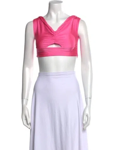 Pre-owned Ser.o.ya V-neck Sleeveless Crop Top W/ Tags In Pink