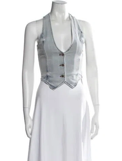 Pre-owned Ser.o.ya V-neck Sleeveless Top In White