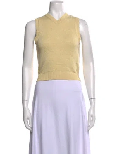 Pre-owned Ser.o.ya V-neck Sleeveless Top In Yellow