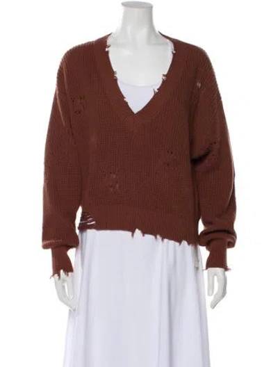 Pre-owned Ser.o.ya V-neck Sweater In Brown