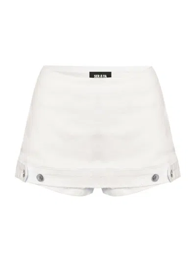 Ser.o.ya Women's Alix Stretch Denim Skort In White