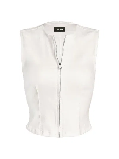 Ser.o.ya Women's Ally Stretch Denim Vest Top In White