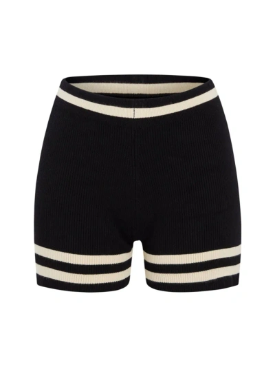 Ser.o.ya Women's Bay Knit Shorts In Black Cream