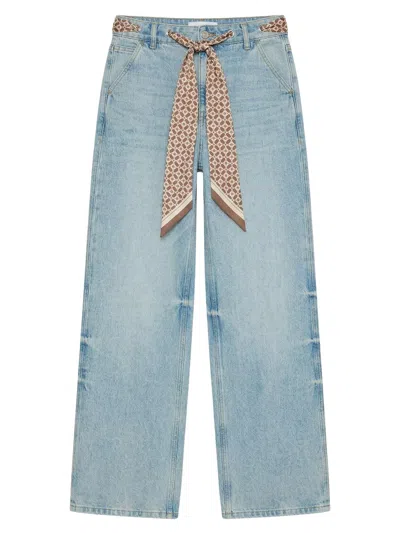 Ser.o.ya Women's Bond Sash Belt Baggy Jeans In Blue